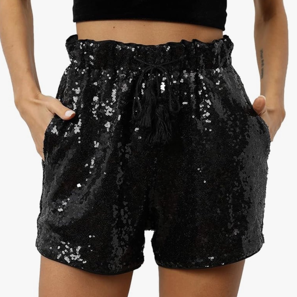 Black Sequin Shorts